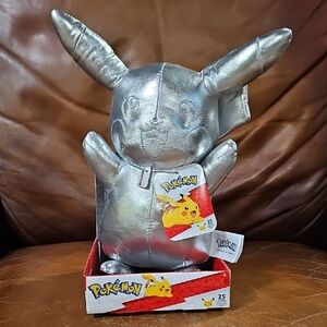 NWT - Silver Pikachu Plush Toy 25 Years Edition - POKÉMON